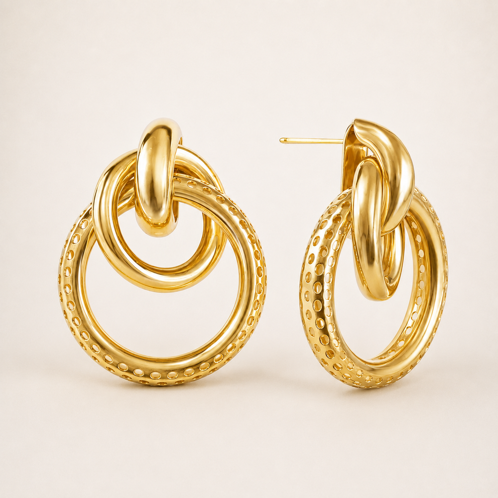 Interlocking gold hoop earrings for boutique wholesale assortments