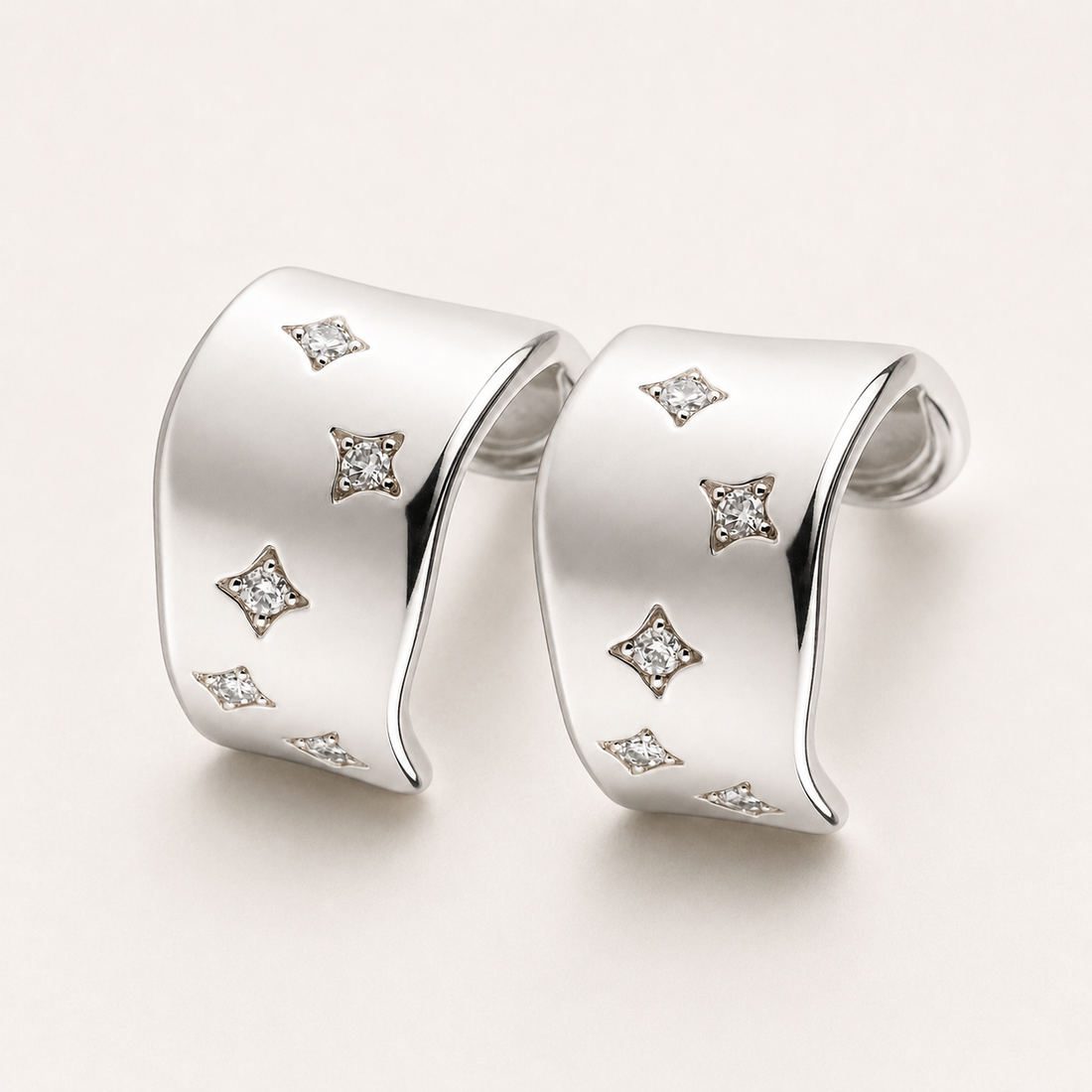 Twisted Gold CZ Stud Earrings