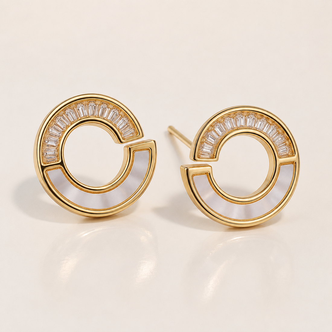 Open-Circle Gold CZ Stud Earrings