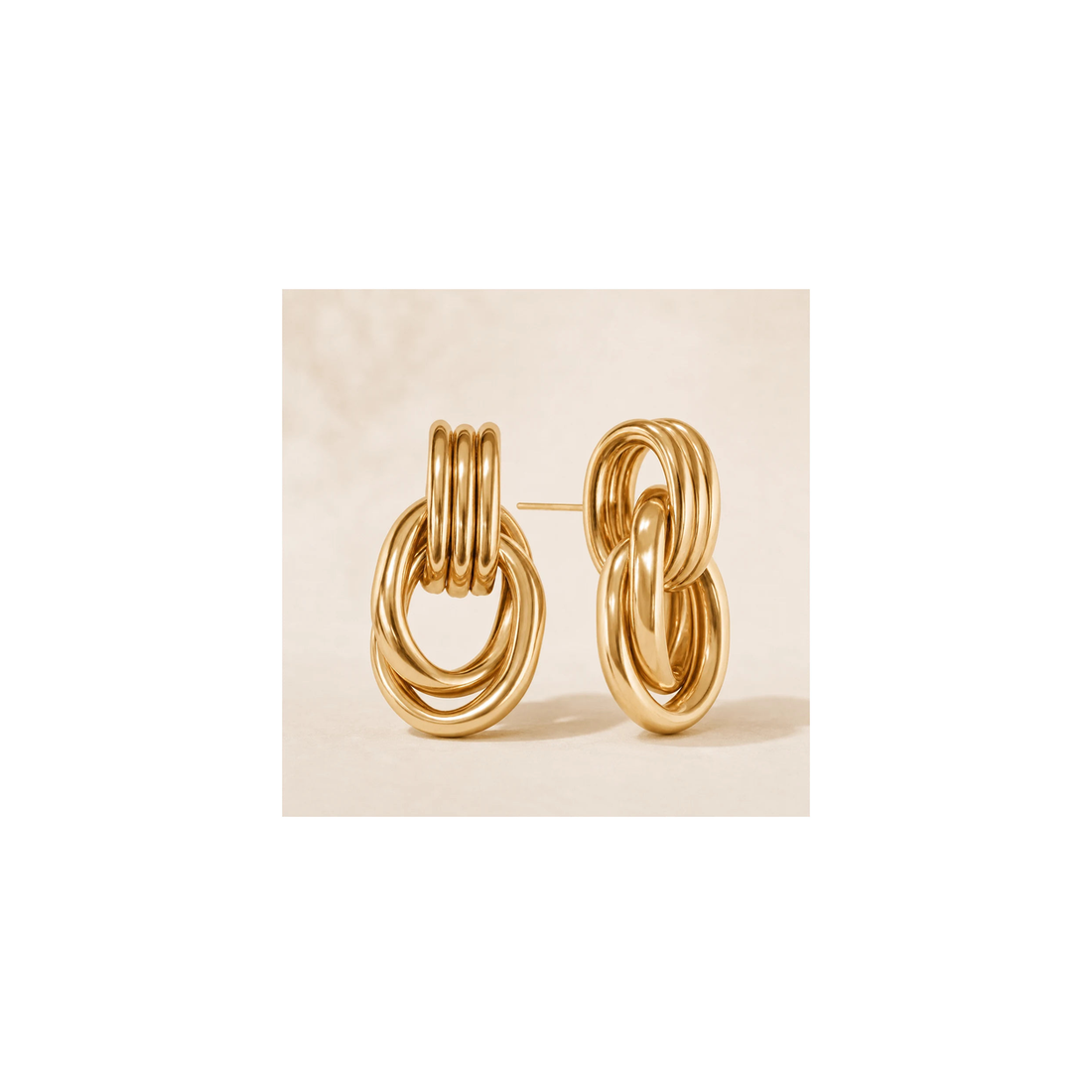 Gold 3D Knot Statement Earrings