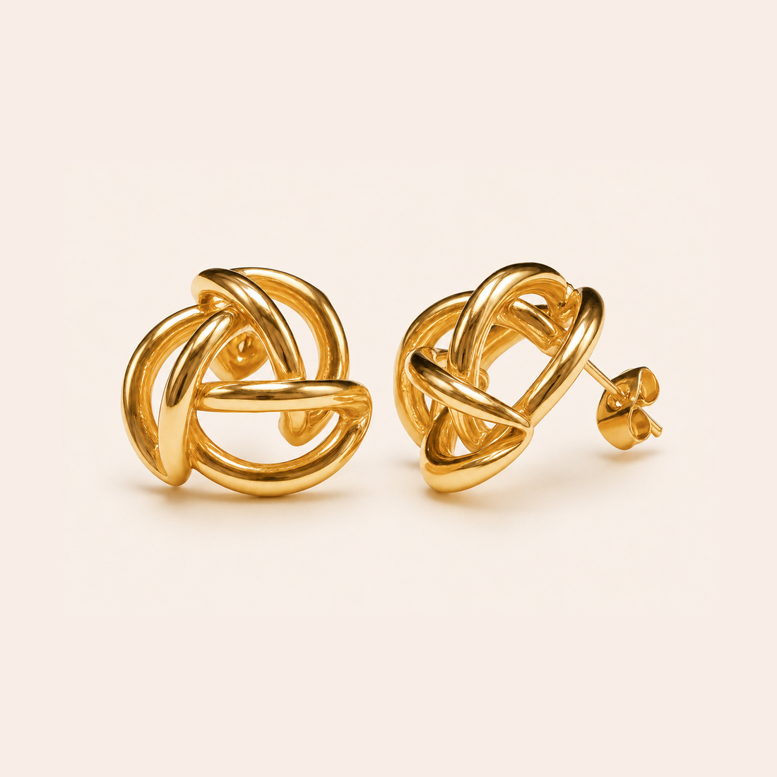 Woven Knot Gold Stud Earrings