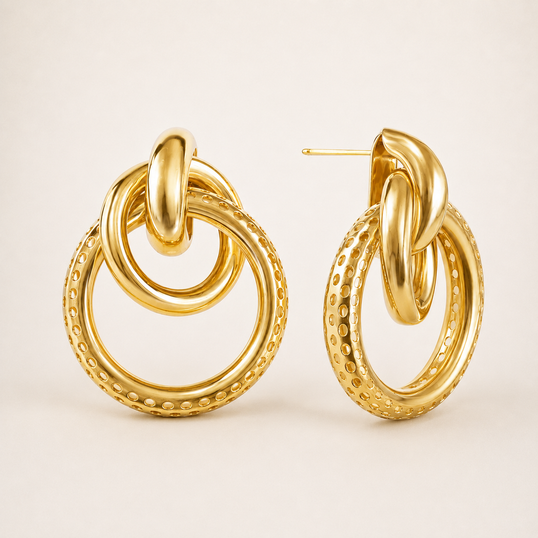 Interlocking Gold Hoop Earrings