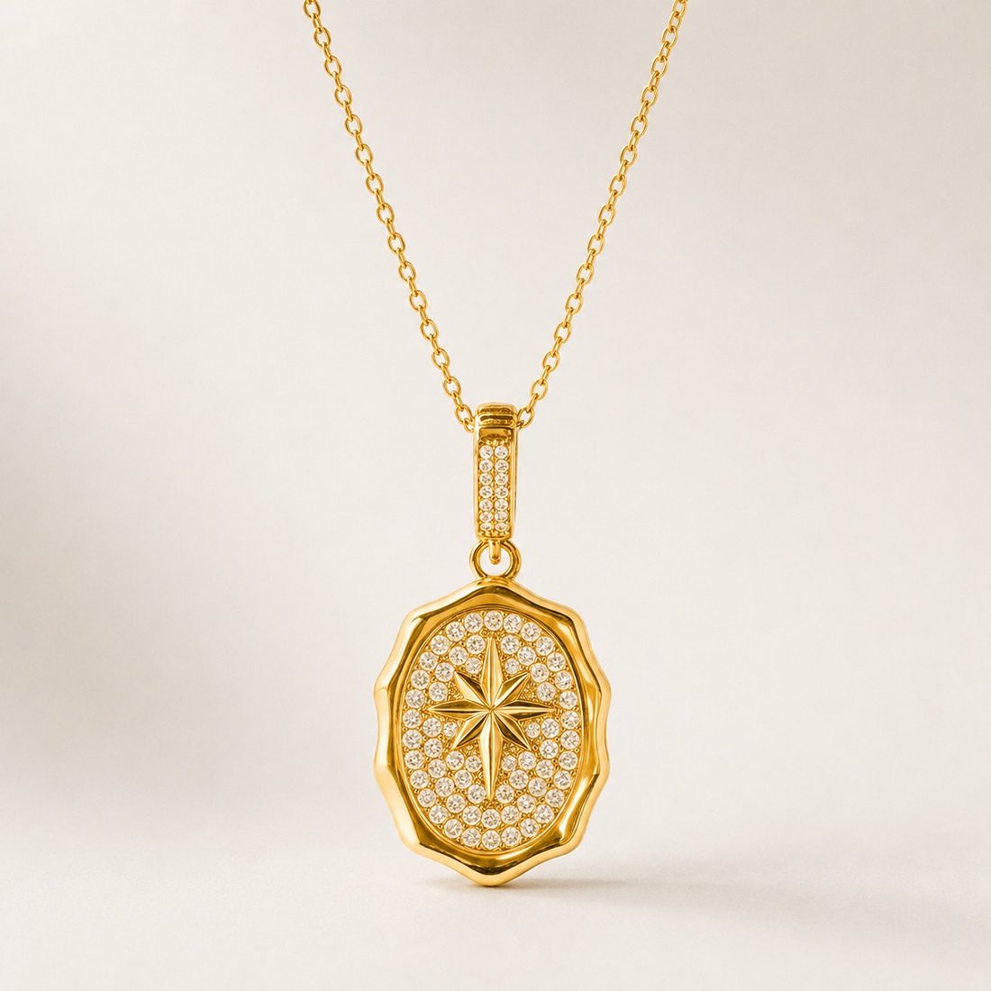 Gold Starburst Medallion Necklace