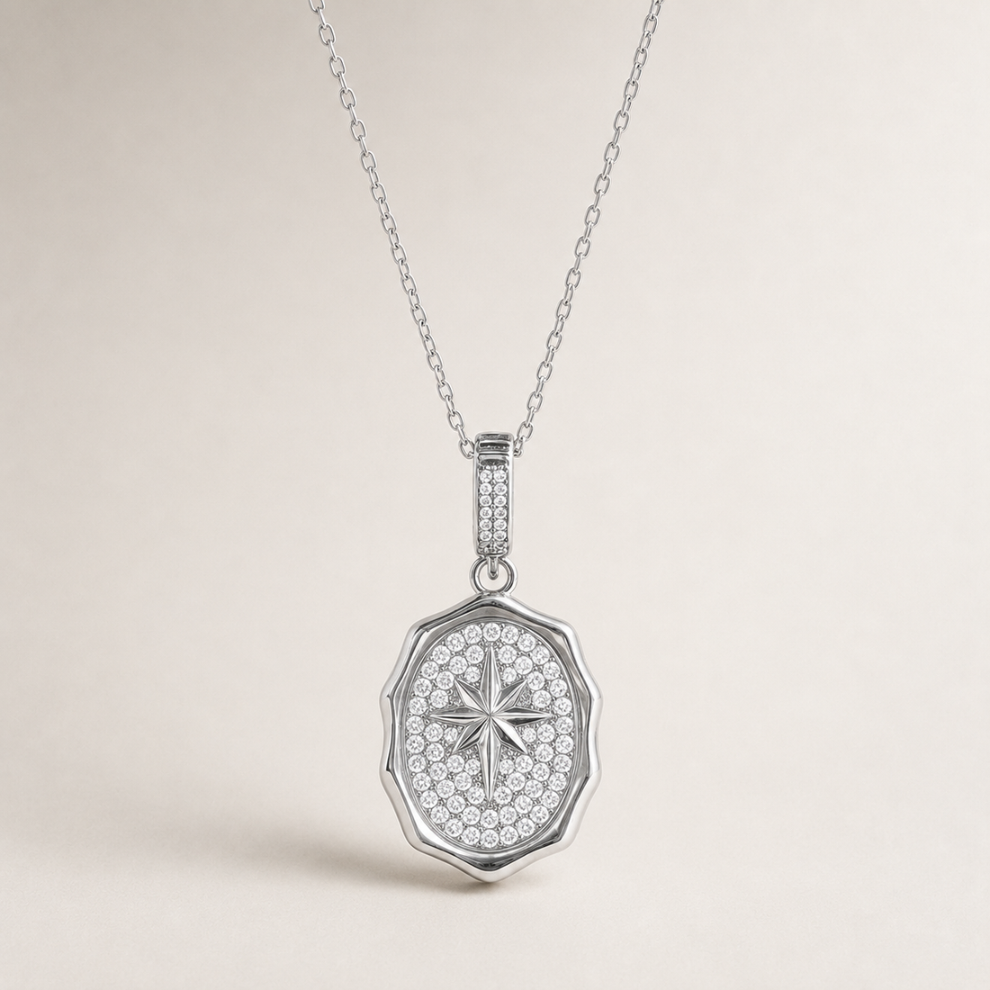 Silver Starburst Medallion Necklace