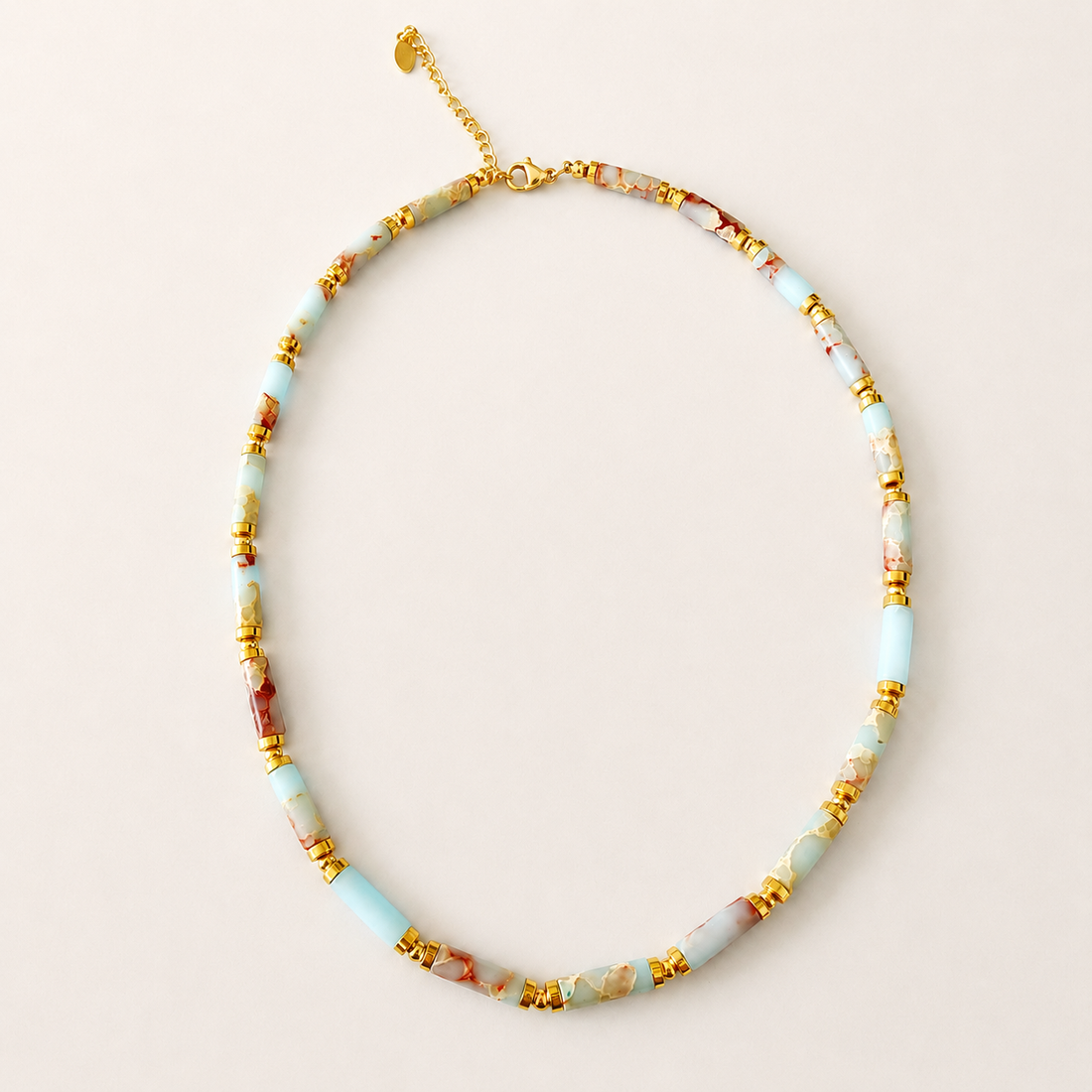 Shoushan Stone Tube Bead Necklace