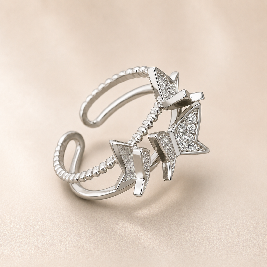 Silver Butterfly Sparkle Ring
