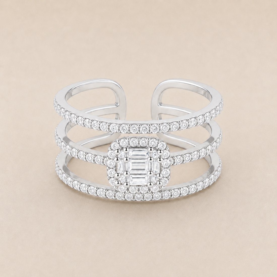 Silver Luxe Halo Ring