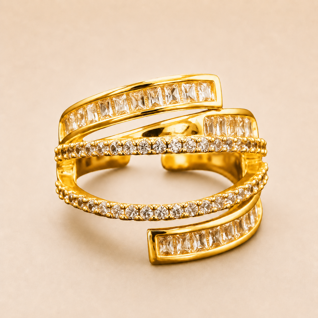 Gold Multi-Layer CZ Ring