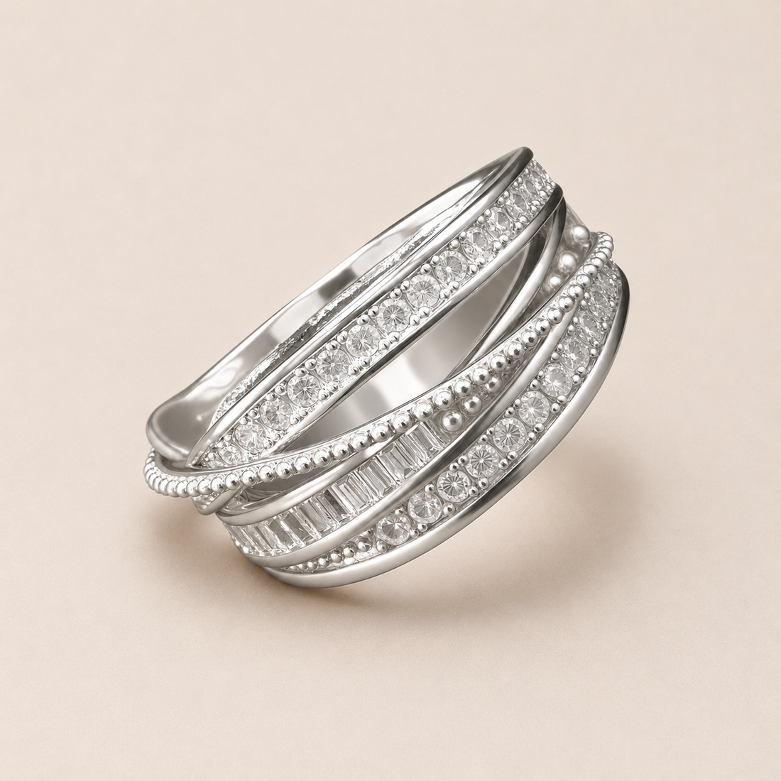 Silver Multi-Layer Open Ring