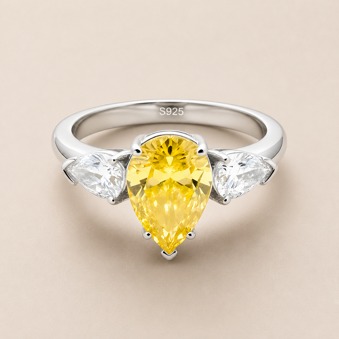 Yellow Pear-Cut Promise Ring
