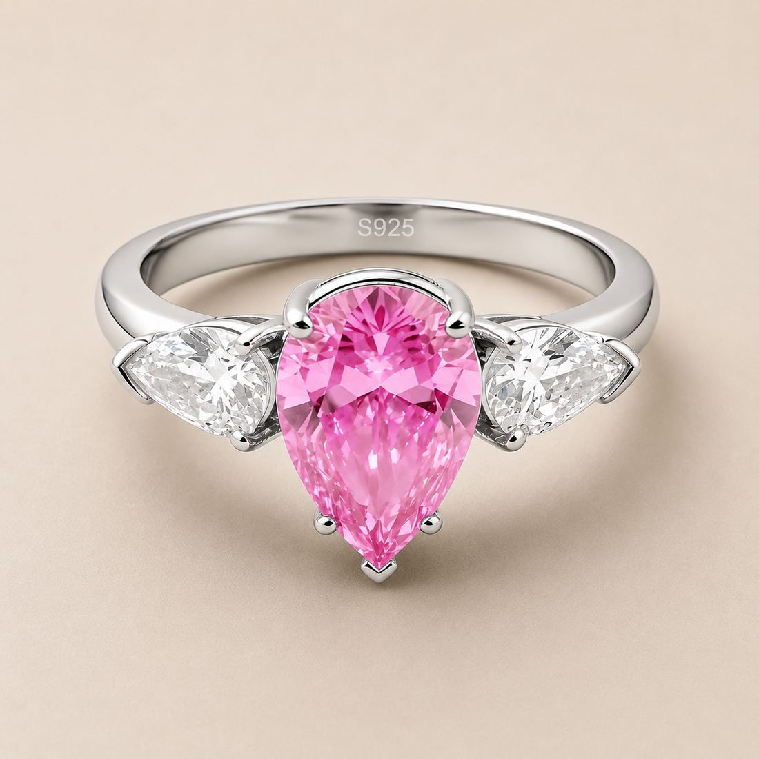 Pink Pear-Cut Promise Ring
