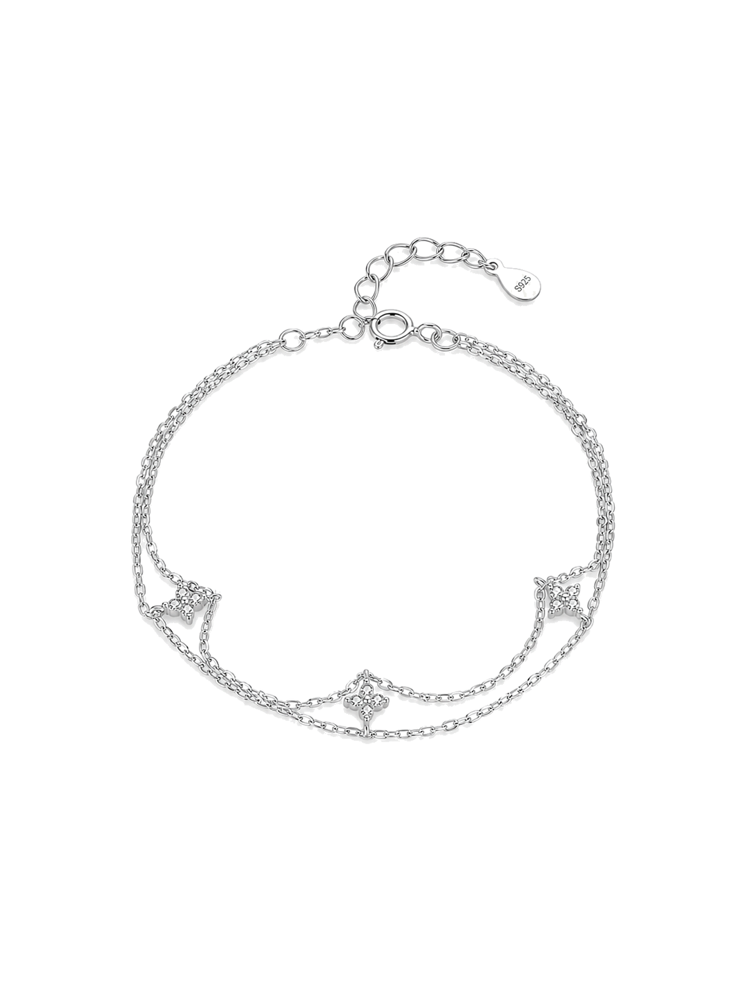 Double-Layer Four-Star Zircon Bracelet