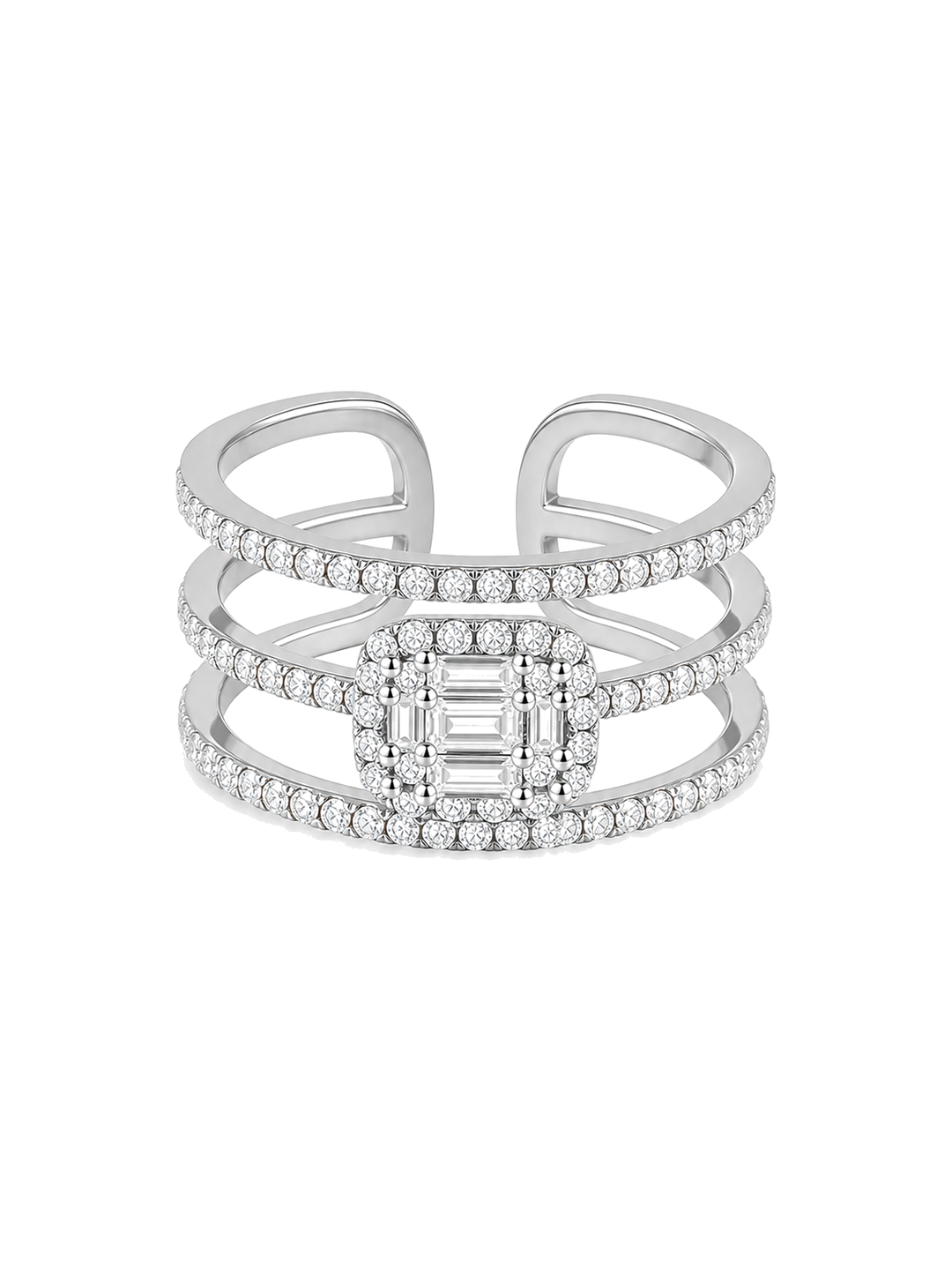 Triple Band Zircon Ring - Silver