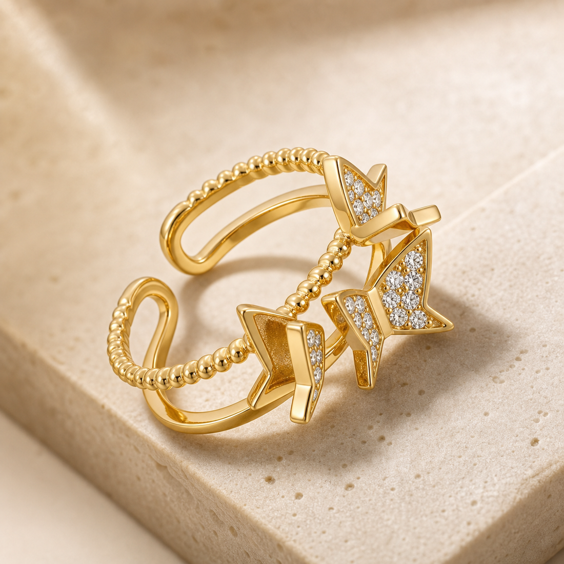 Zircon Butterfly Ring - Gold