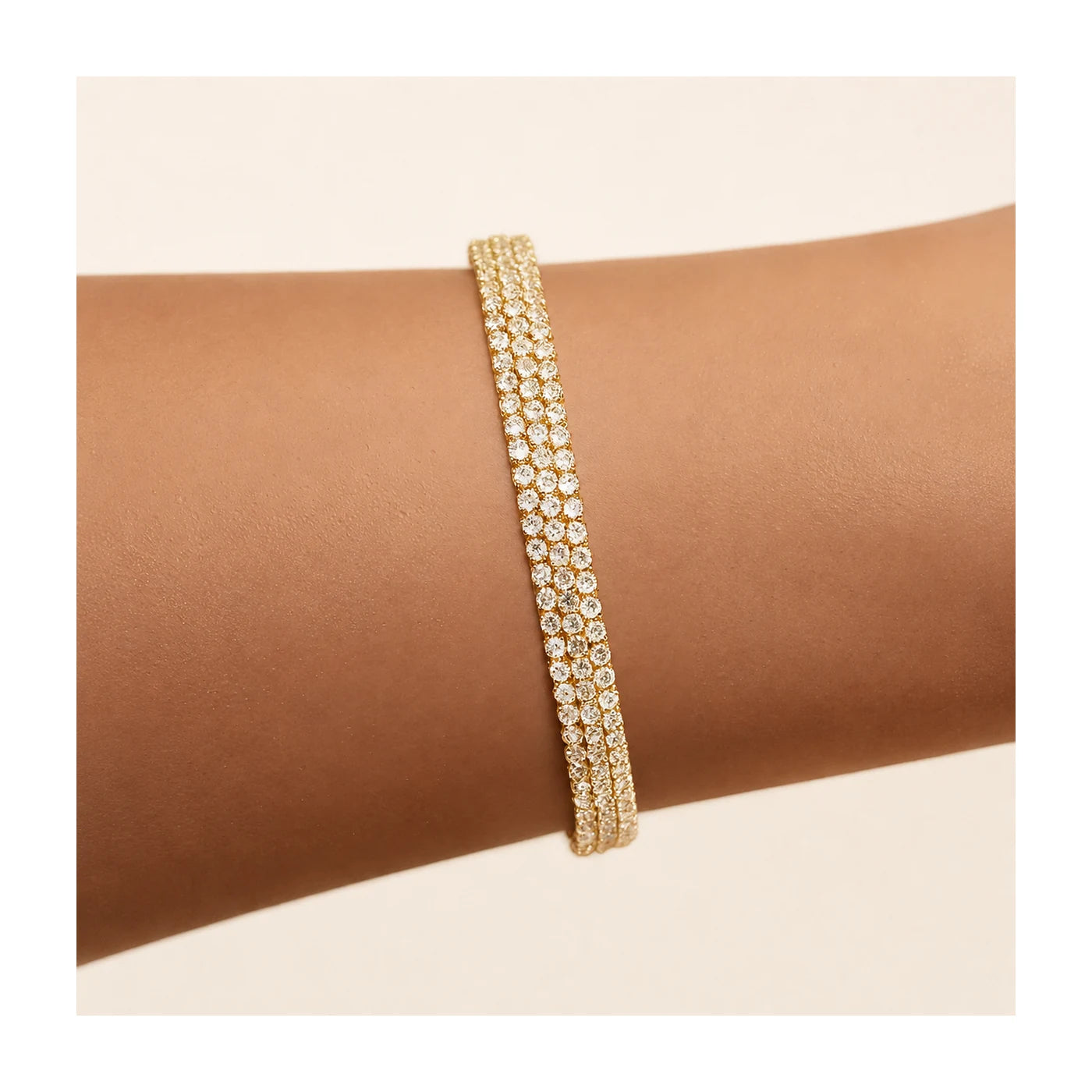 Gold Triple-Row Tennis Bracelet