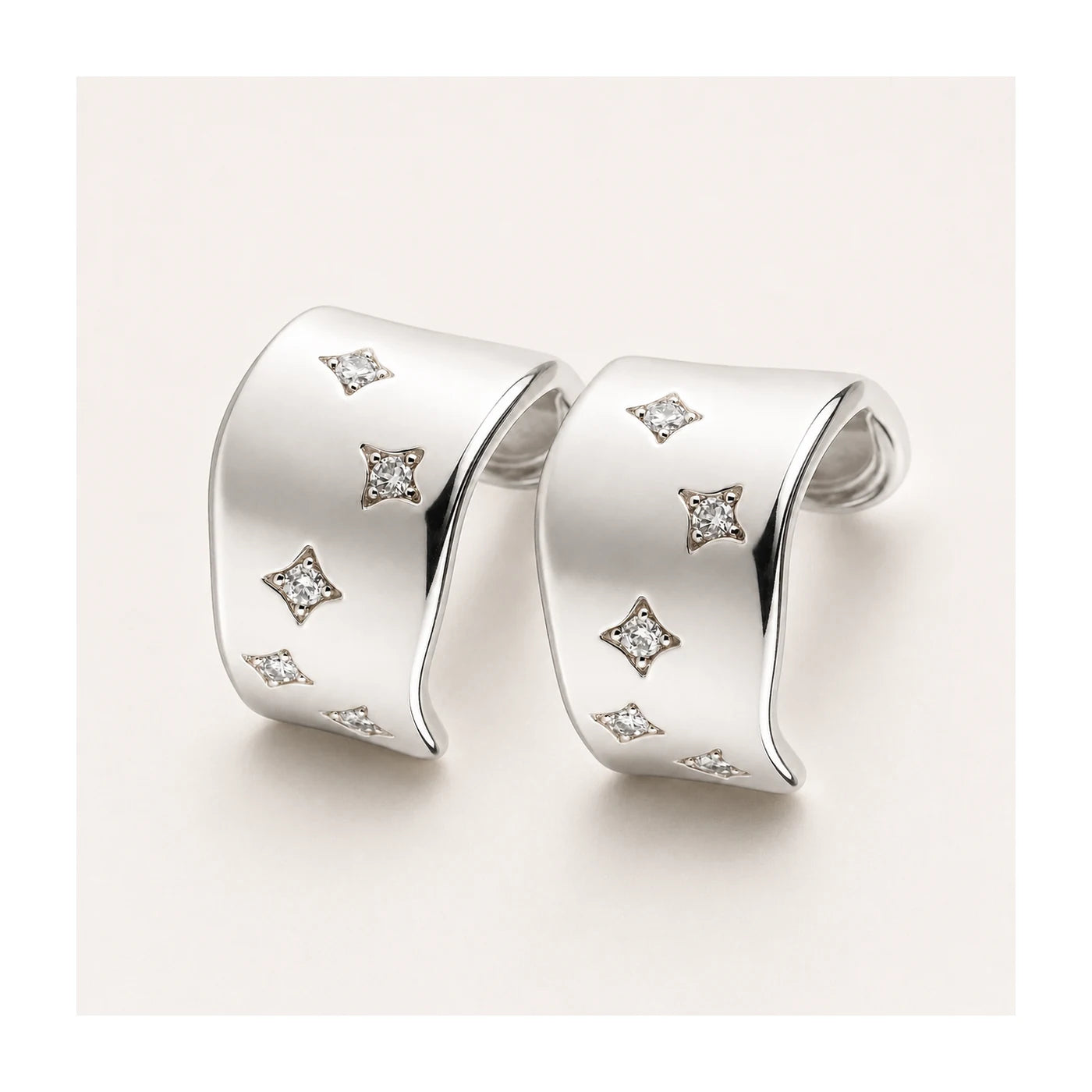 Twisted Gold CZ Stud Earrings