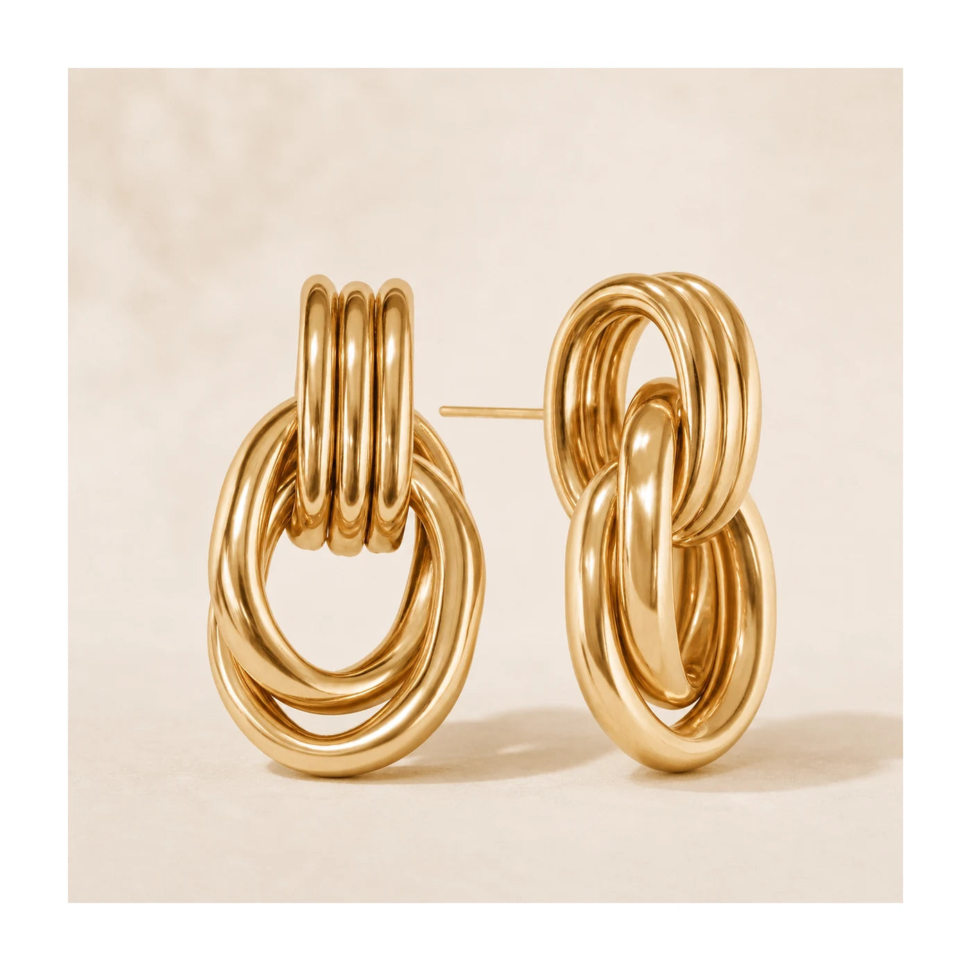 Gold 3D Knot Statement Earrings