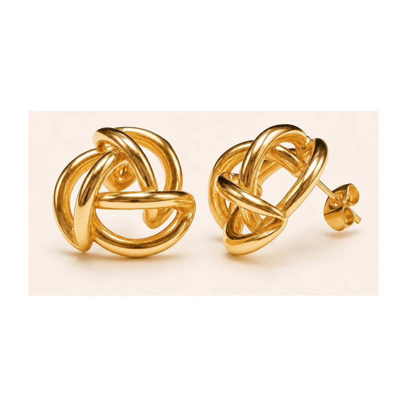 Woven Knot Gold Stud Earrings