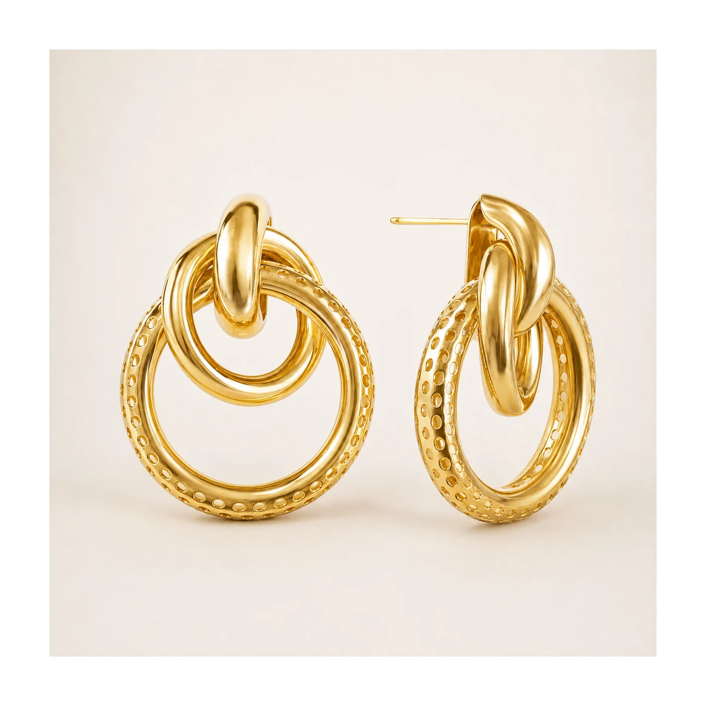Interlocking Gold Hoop Earrings