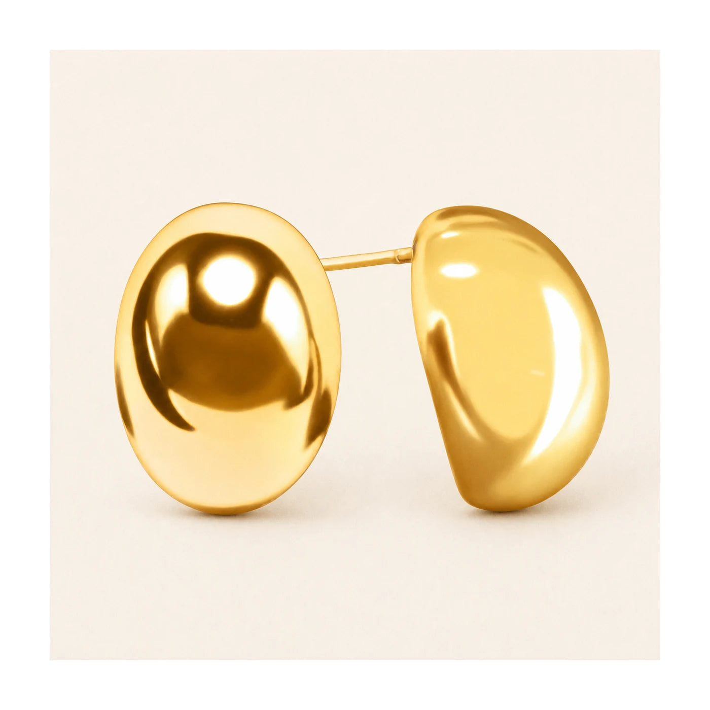 Gold Oval Stud Earrings