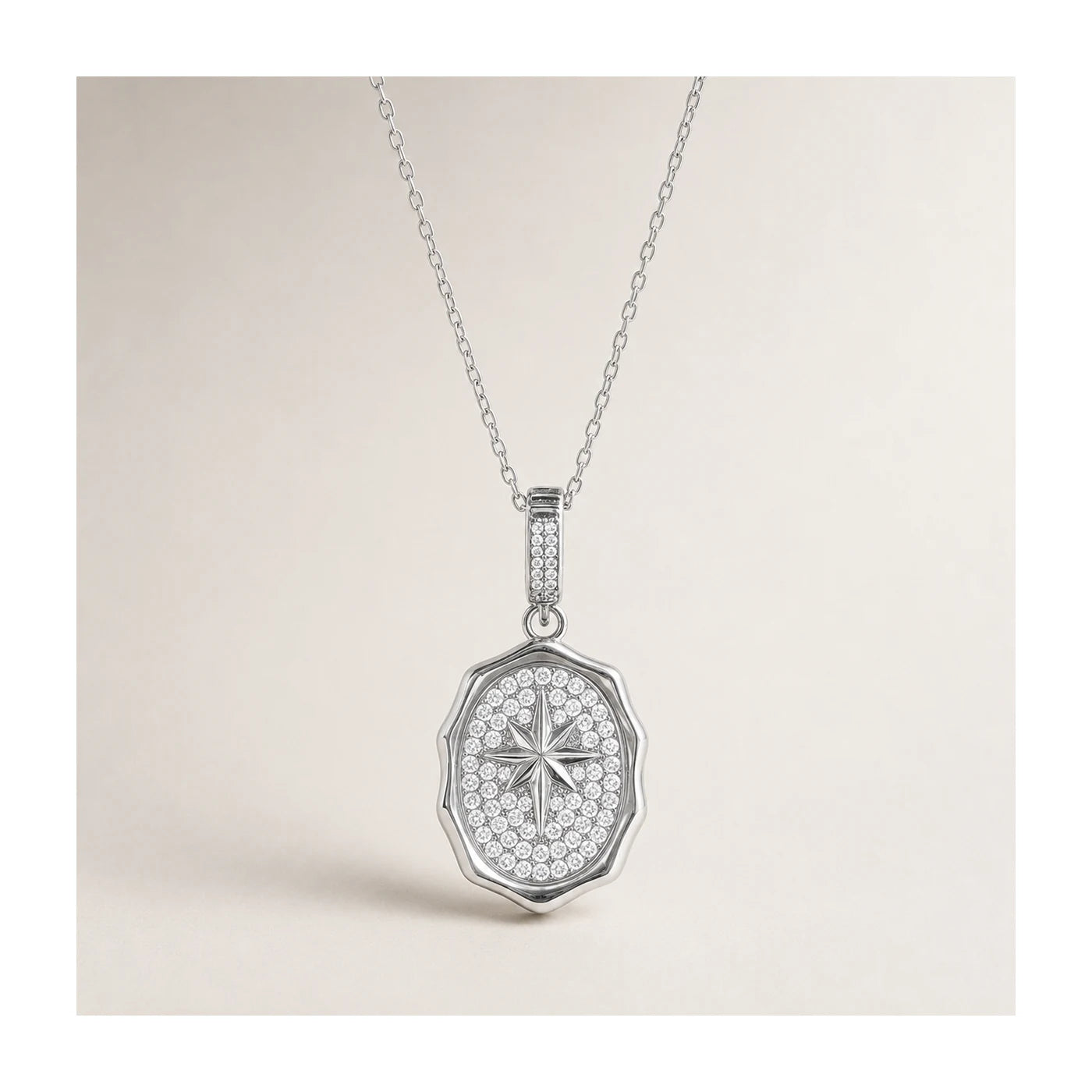Silver Starburst Medallion Necklace