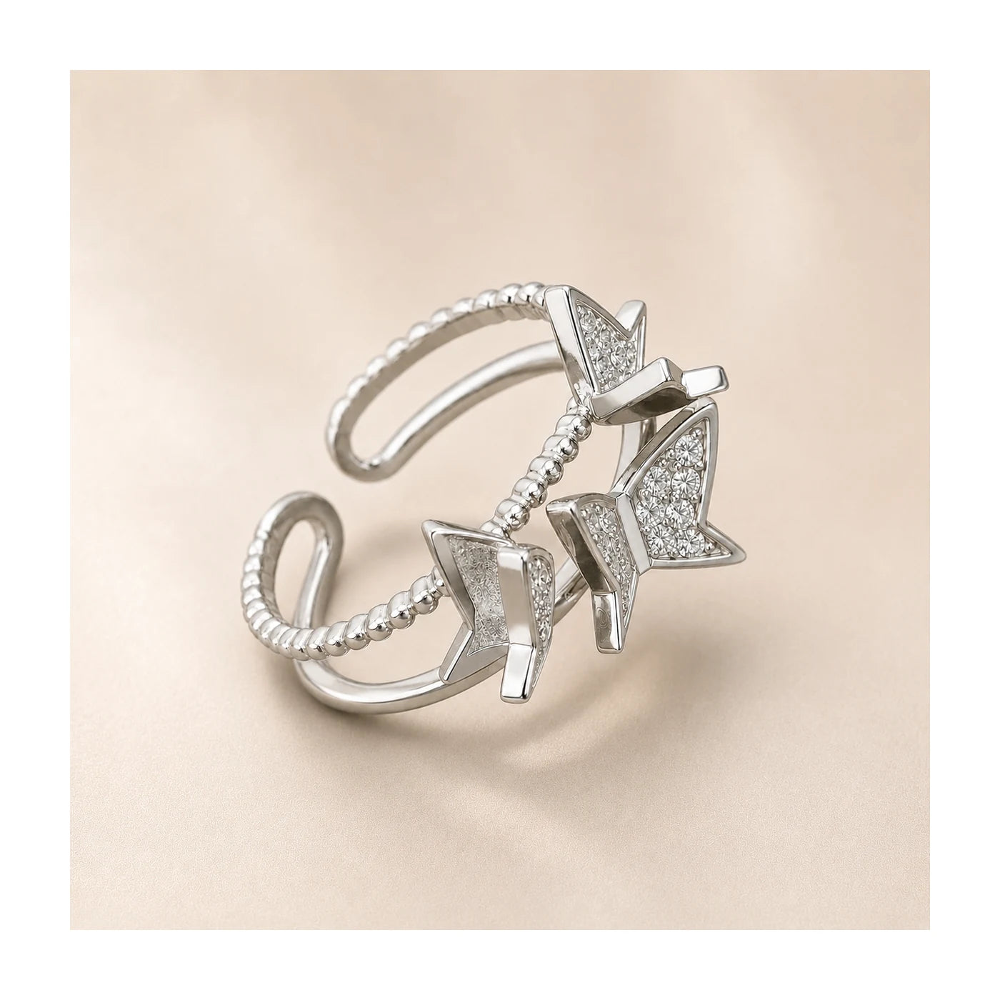 Silver Butterfly Sparkle Ring