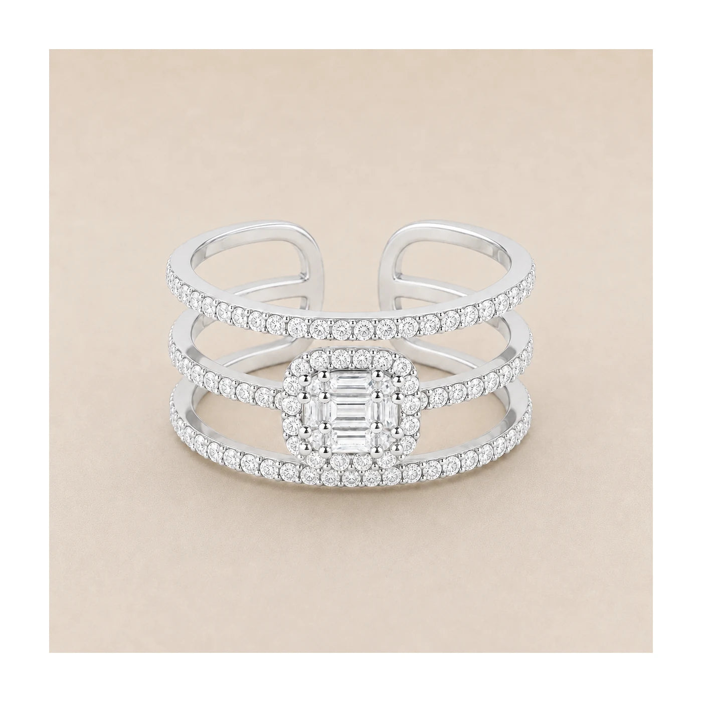 Silver Luxe Halo Ring