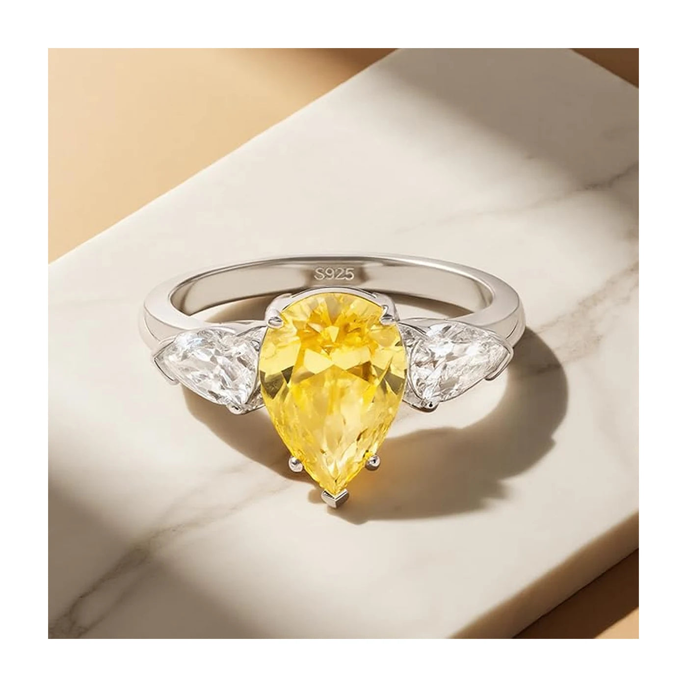Yellow Pear-Cut Promise Ring