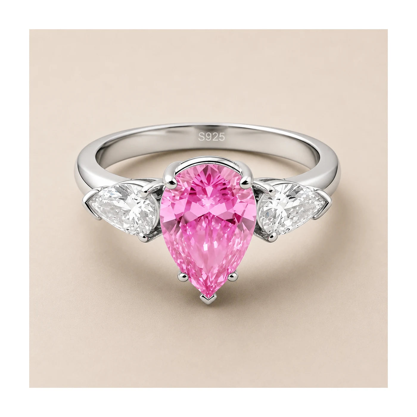 Pink Pear-Cut Promise Ring