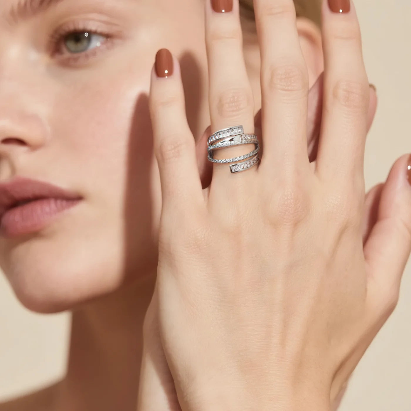 Silver Multi-Layer CZ Ring lifestyle image