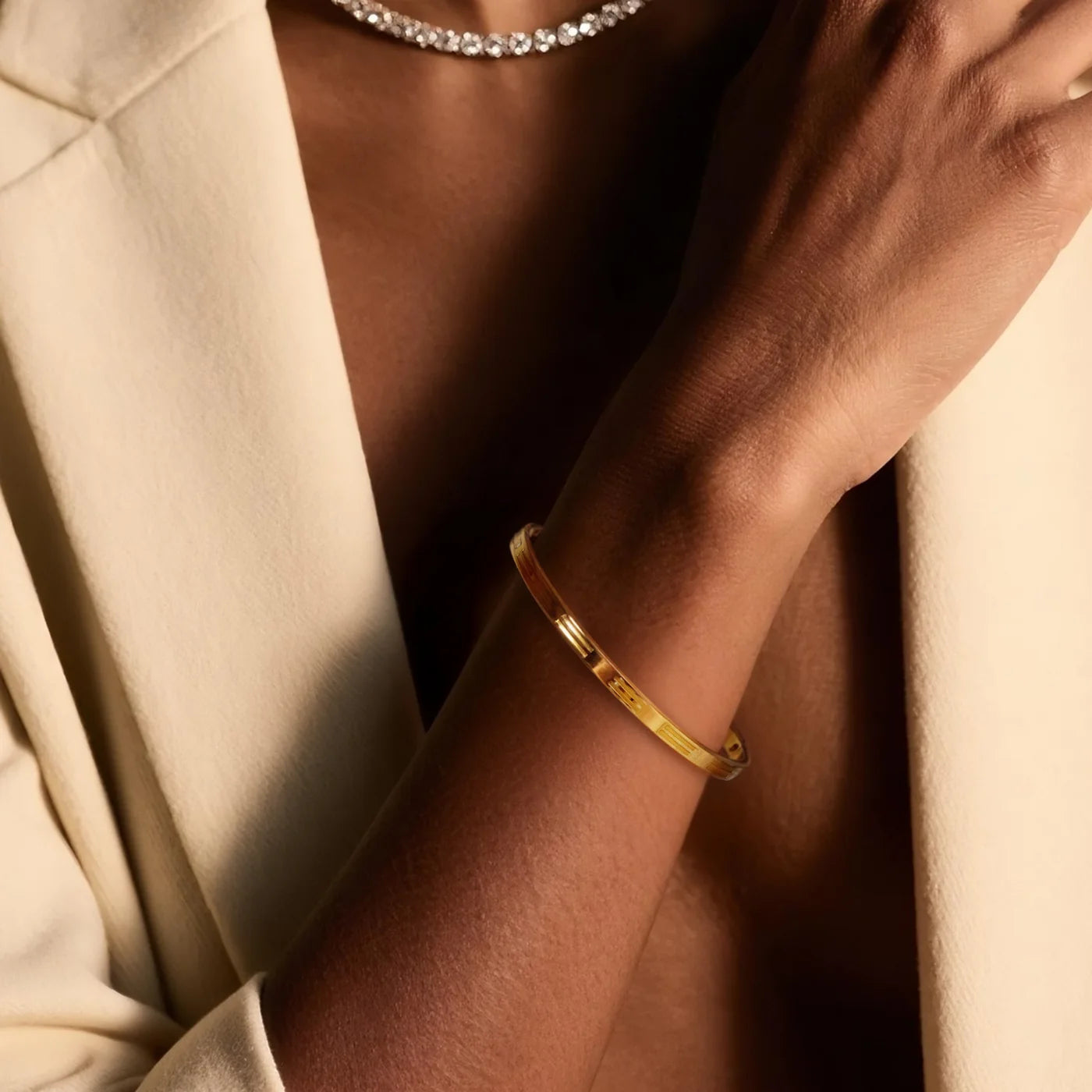 Gold Engraved Friendship Bangle lifestyle image