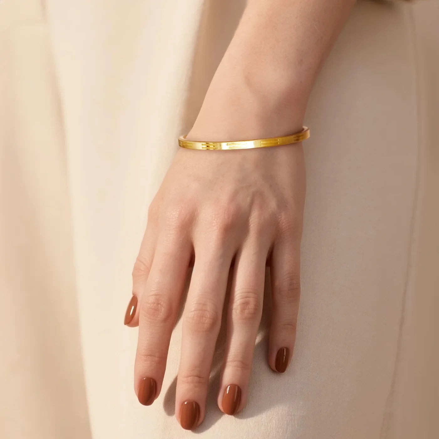 Gold Engraved Friendship Bangle lifestyle image