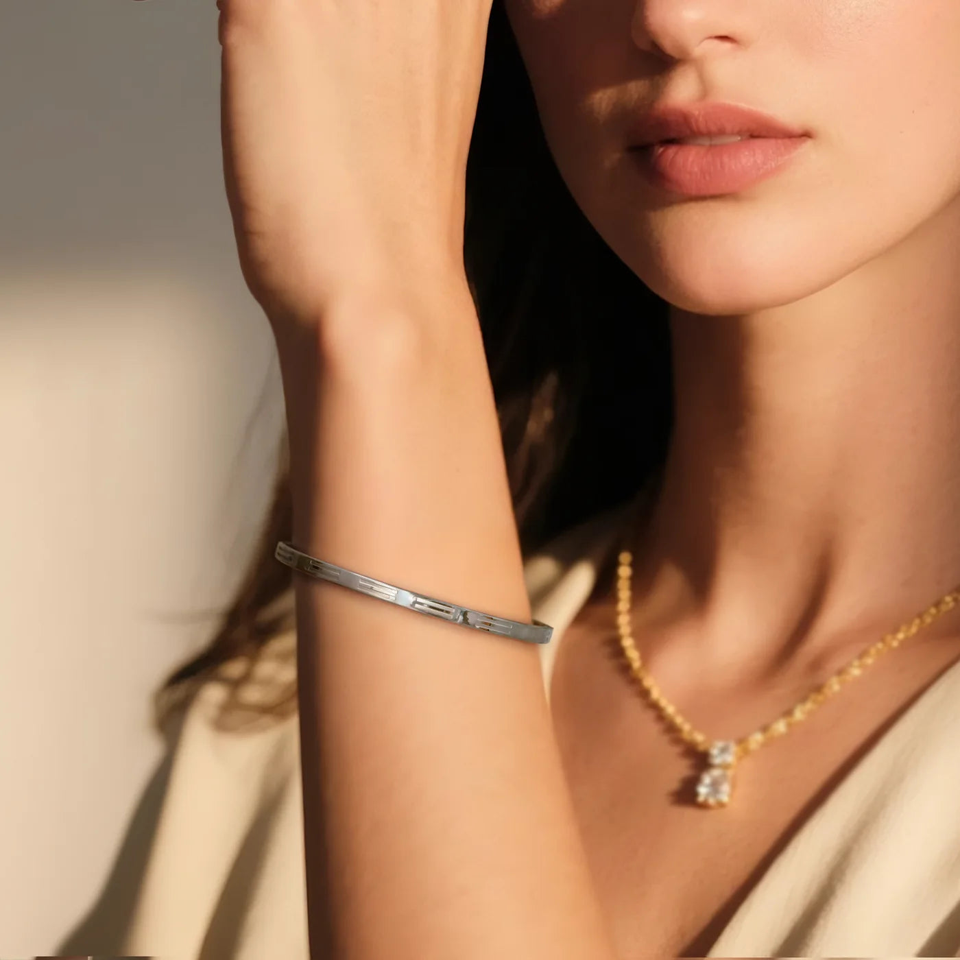 Silver Engraved Friendship Bangle lifestyle image