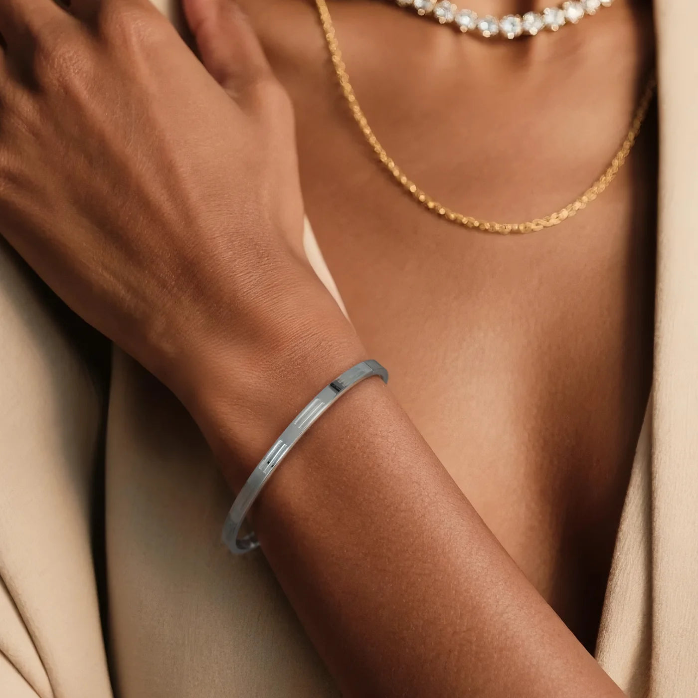 Silver Engraved Friendship Bangle lifestyle image