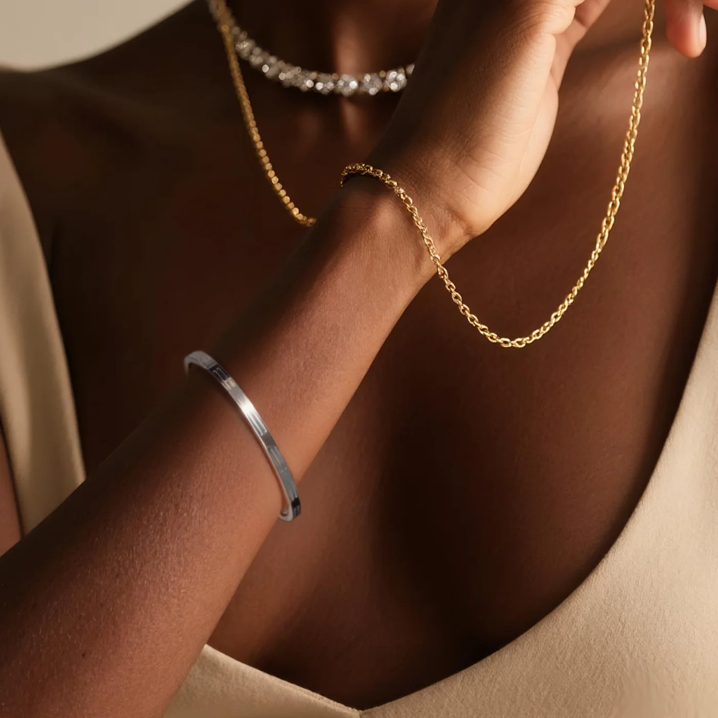 Silver Engraved Friendship Bangle lifestyle image