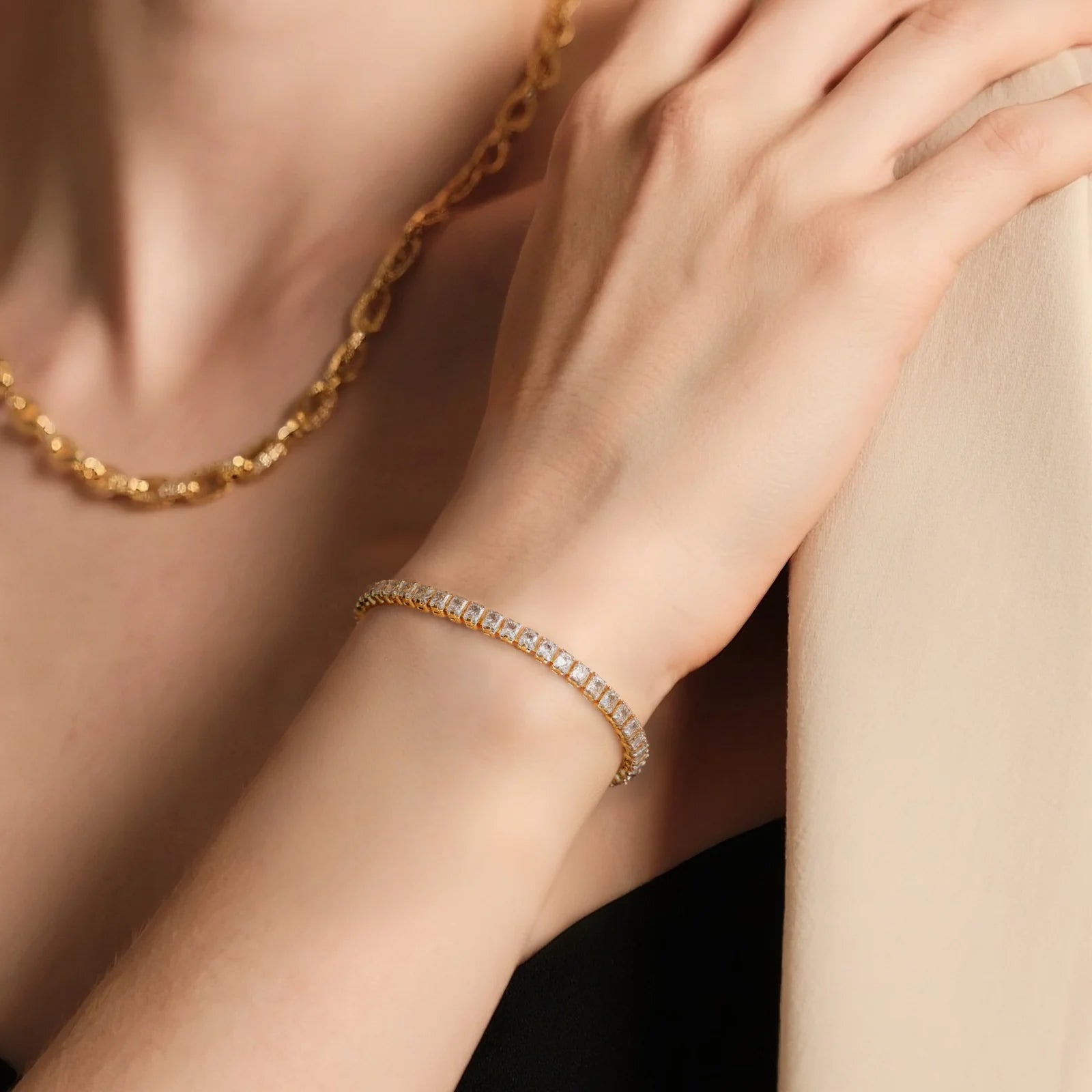 Gold CZ Tennis Bracelet lifestyle image