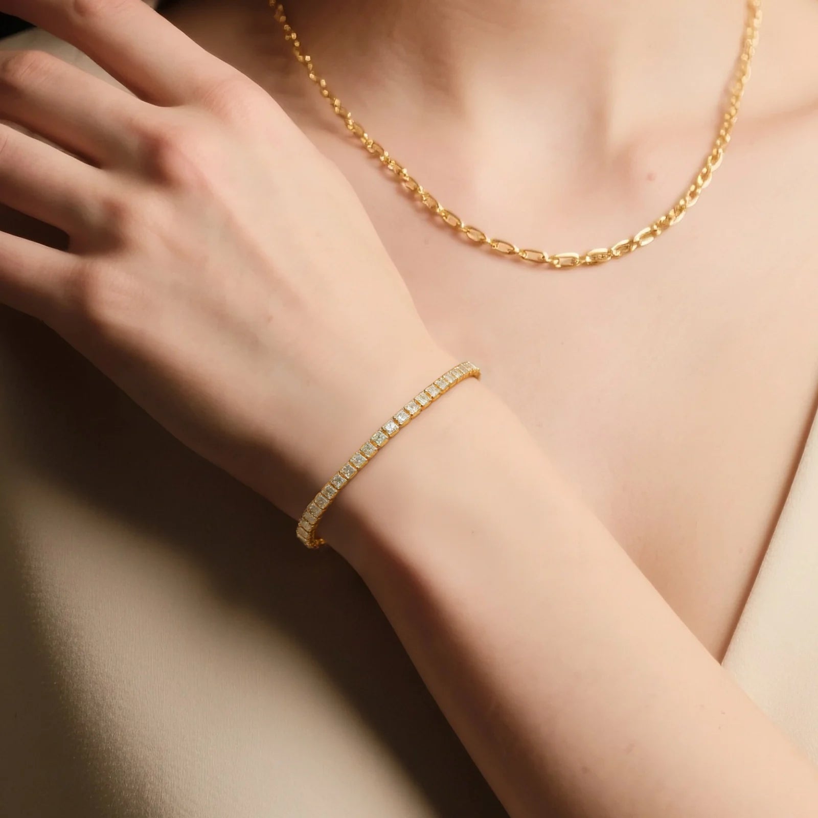 Gold CZ Tennis Bracelet lifestyle image