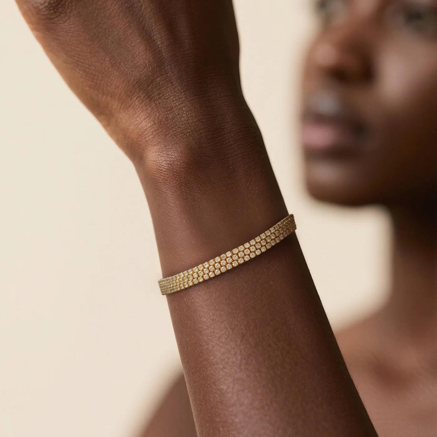 Gold Triple-Row Tennis Bracelet lifestyle image