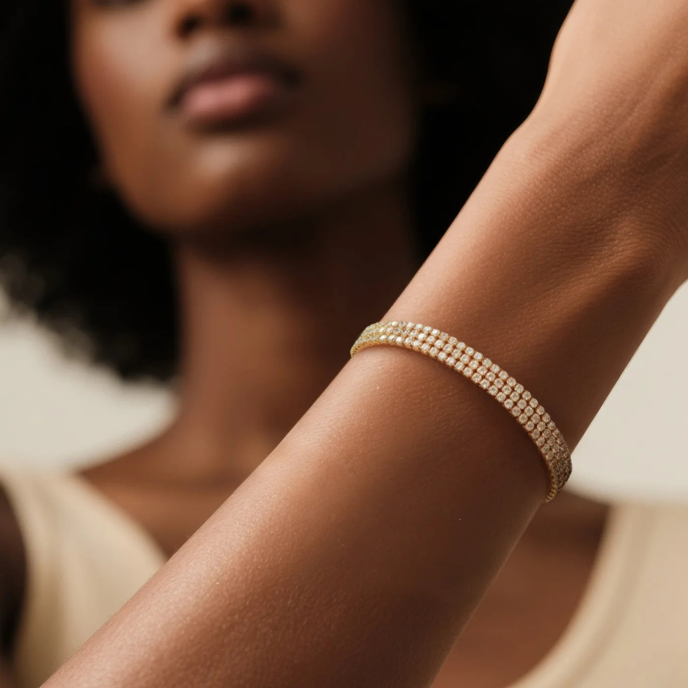 Gold Triple-Row Tennis Bracelet lifestyle image
