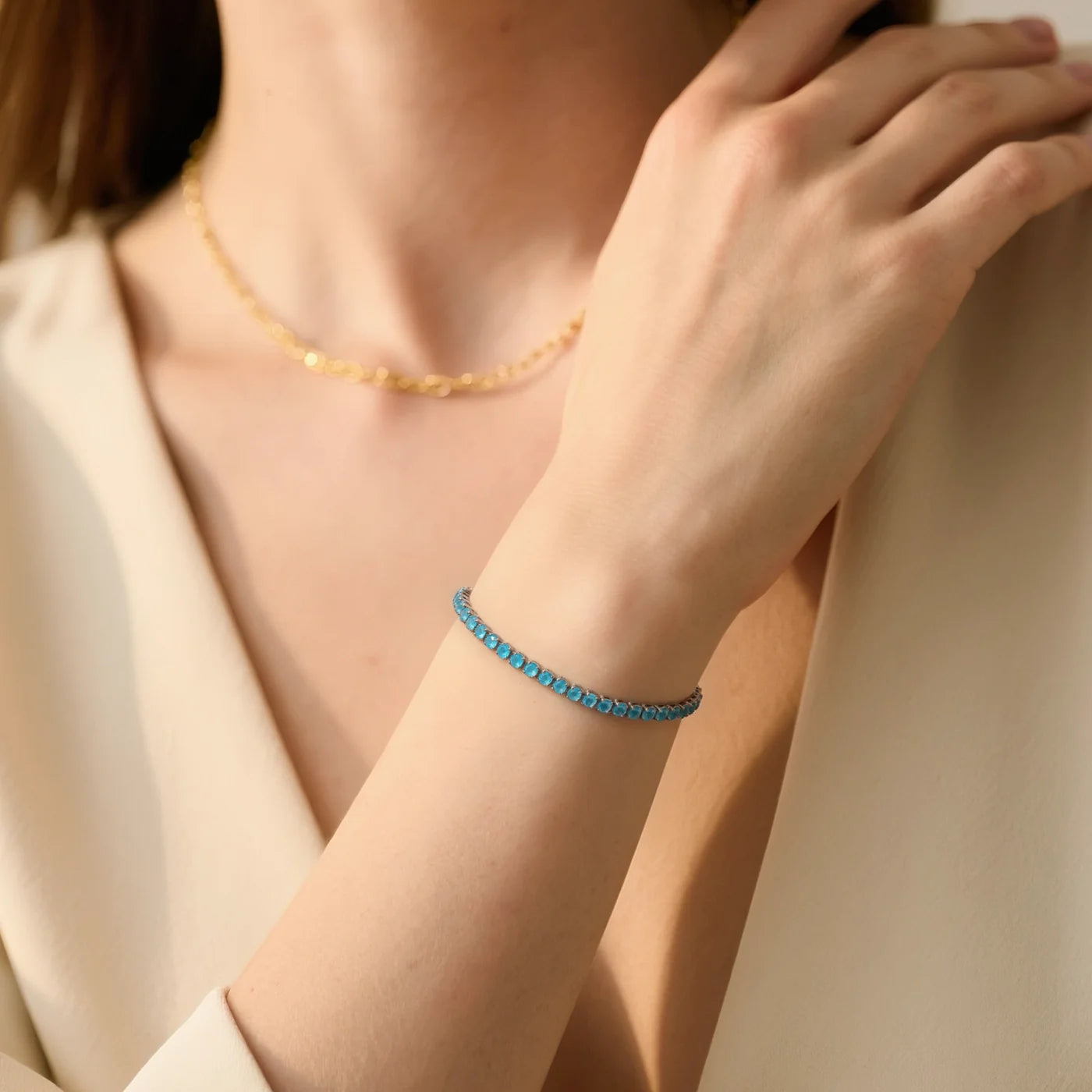 Blue CZ Tennis Bracelet lifestyle image