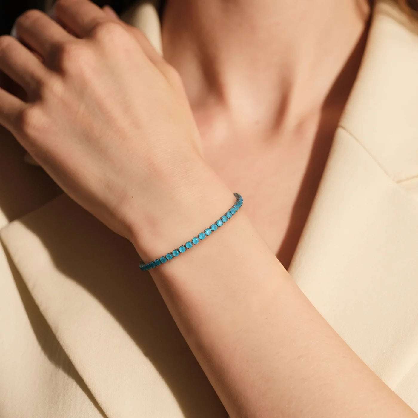 Blue CZ Tennis Bracelet lifestyle image