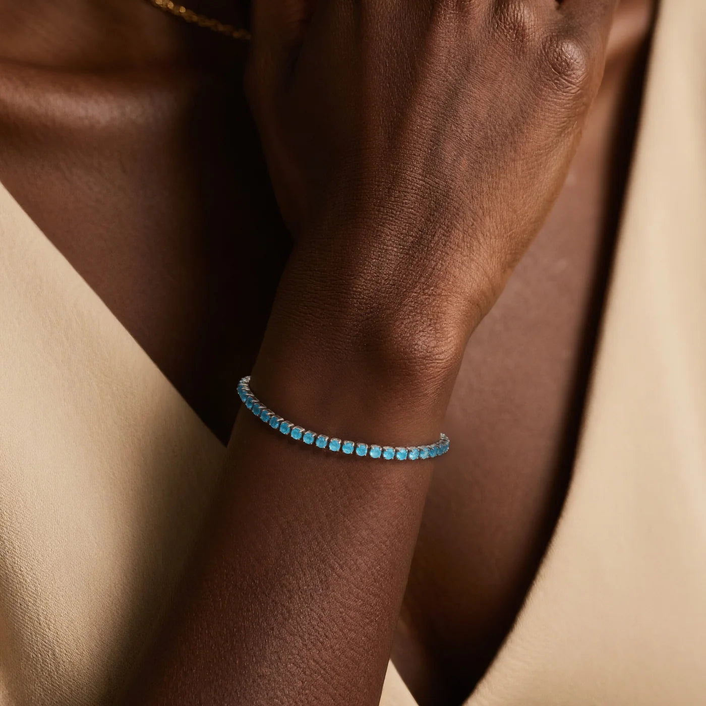 Blue CZ Tennis Bracelet lifestyle image