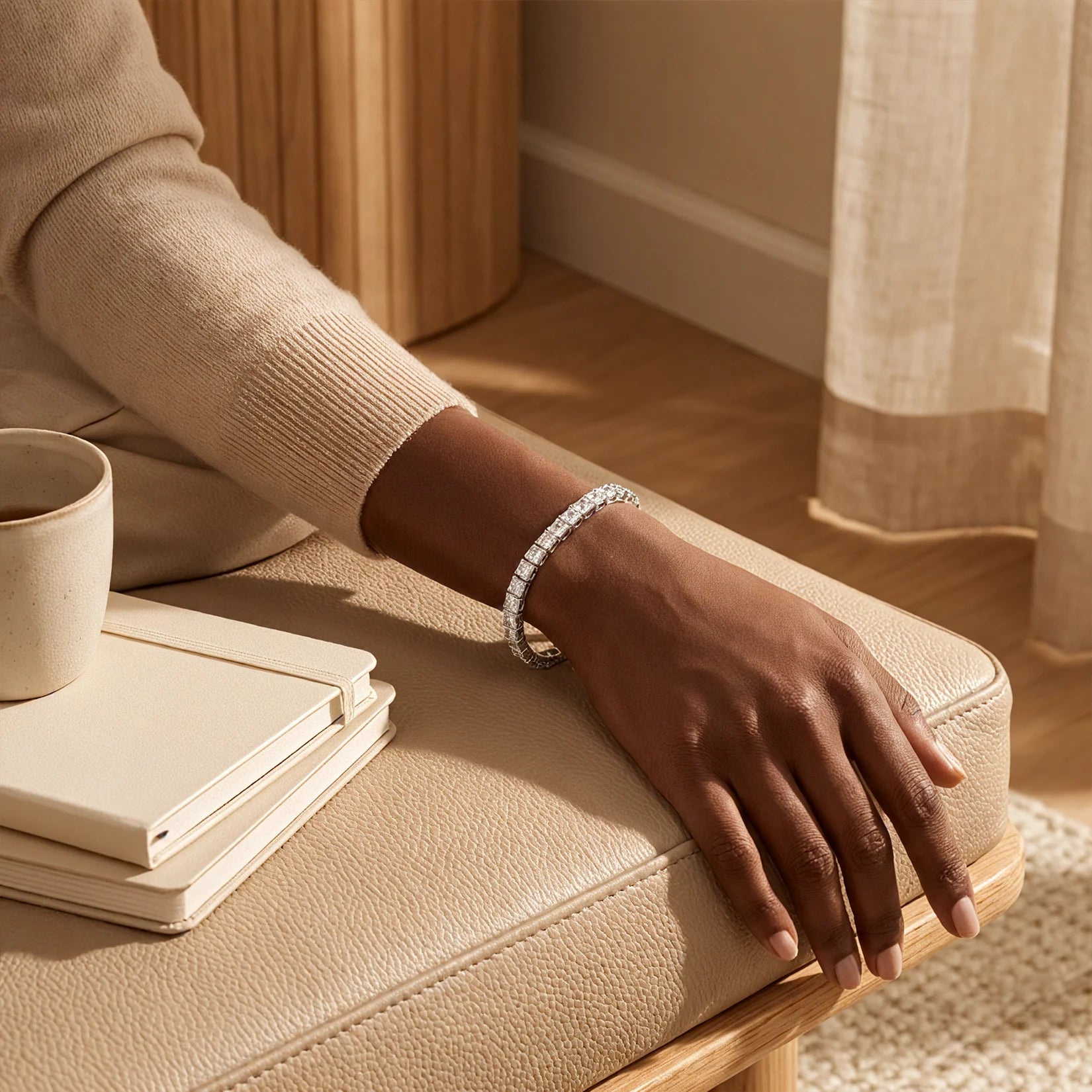 Silver Square Tennis Bracelet lifestyle image