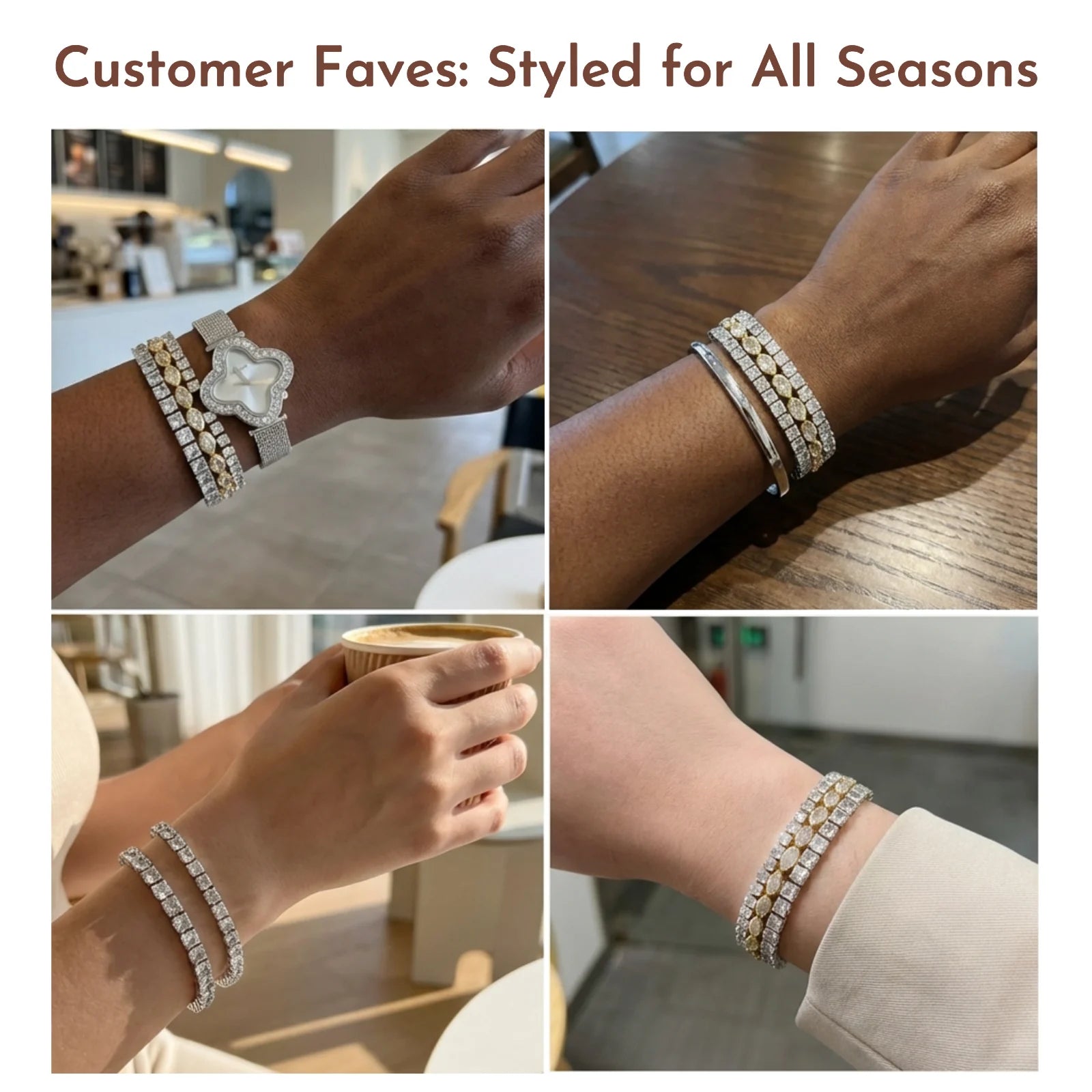 Silver Square Tennis Bracelet lifestyle image