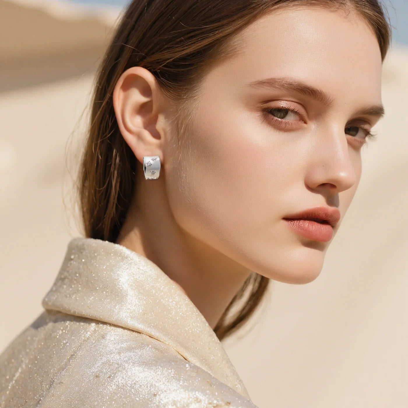 Twisted Gold CZ Stud Earrings lifestyle image