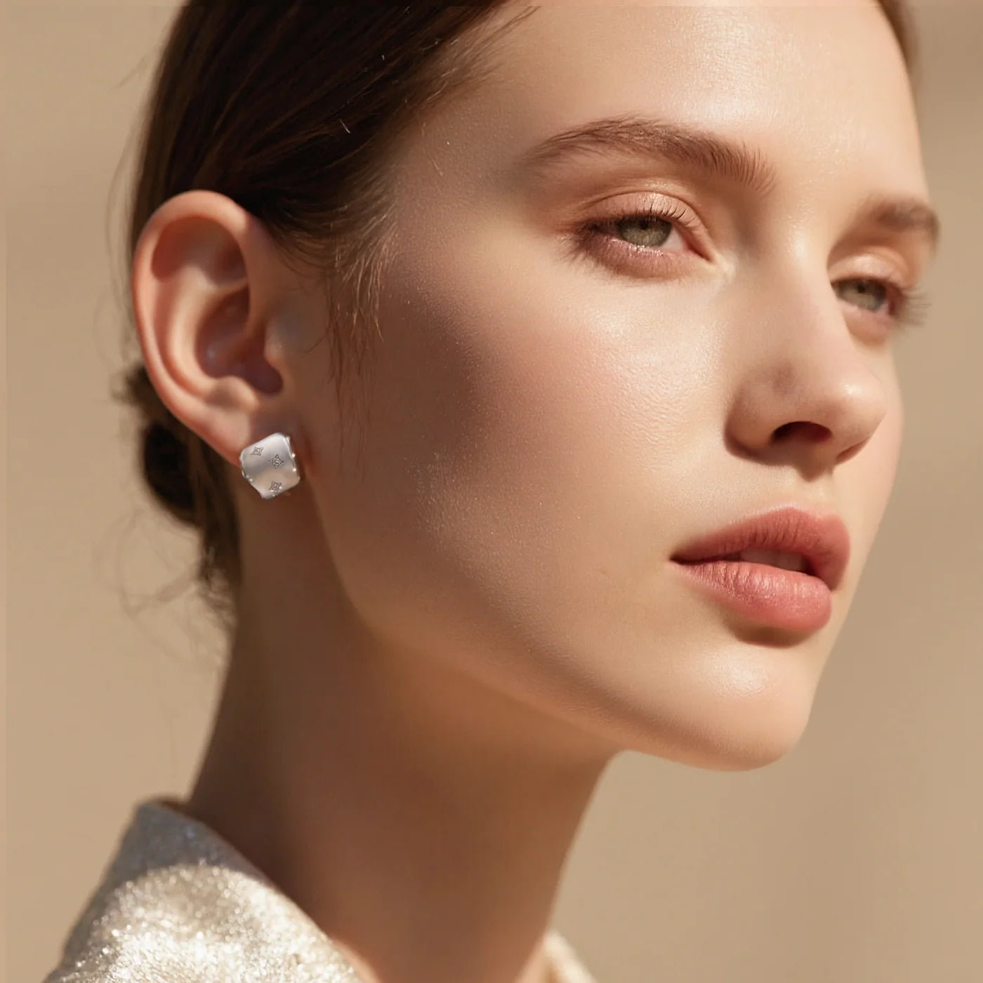 Twisted Gold CZ Stud Earrings lifestyle image