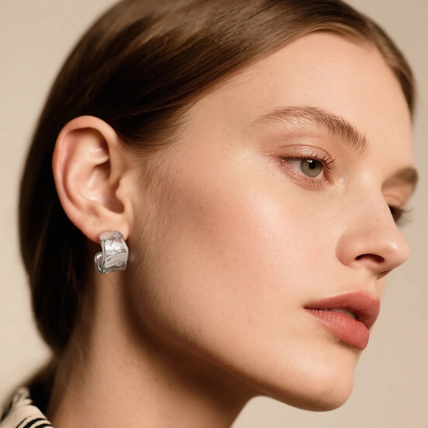 Twisted Gold CZ Stud Earrings lifestyle image