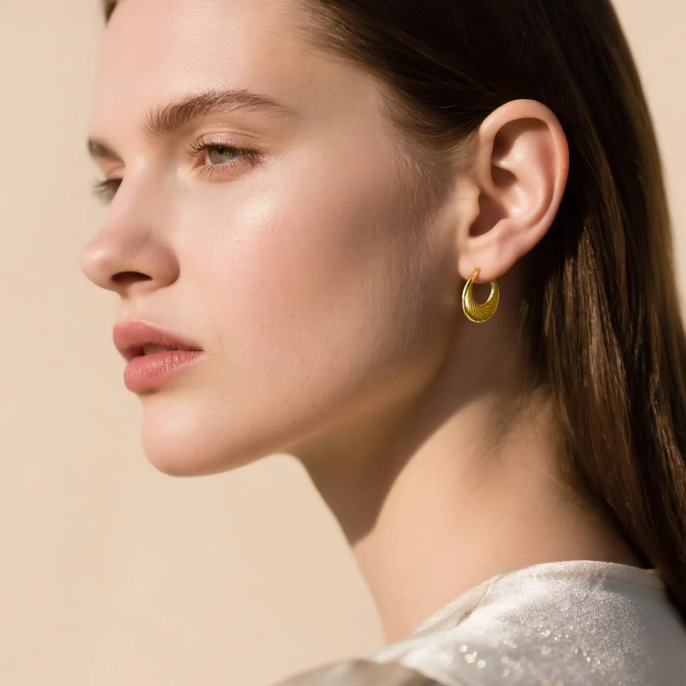 Sculptural Crescent Hoop Earrings lifestyle image