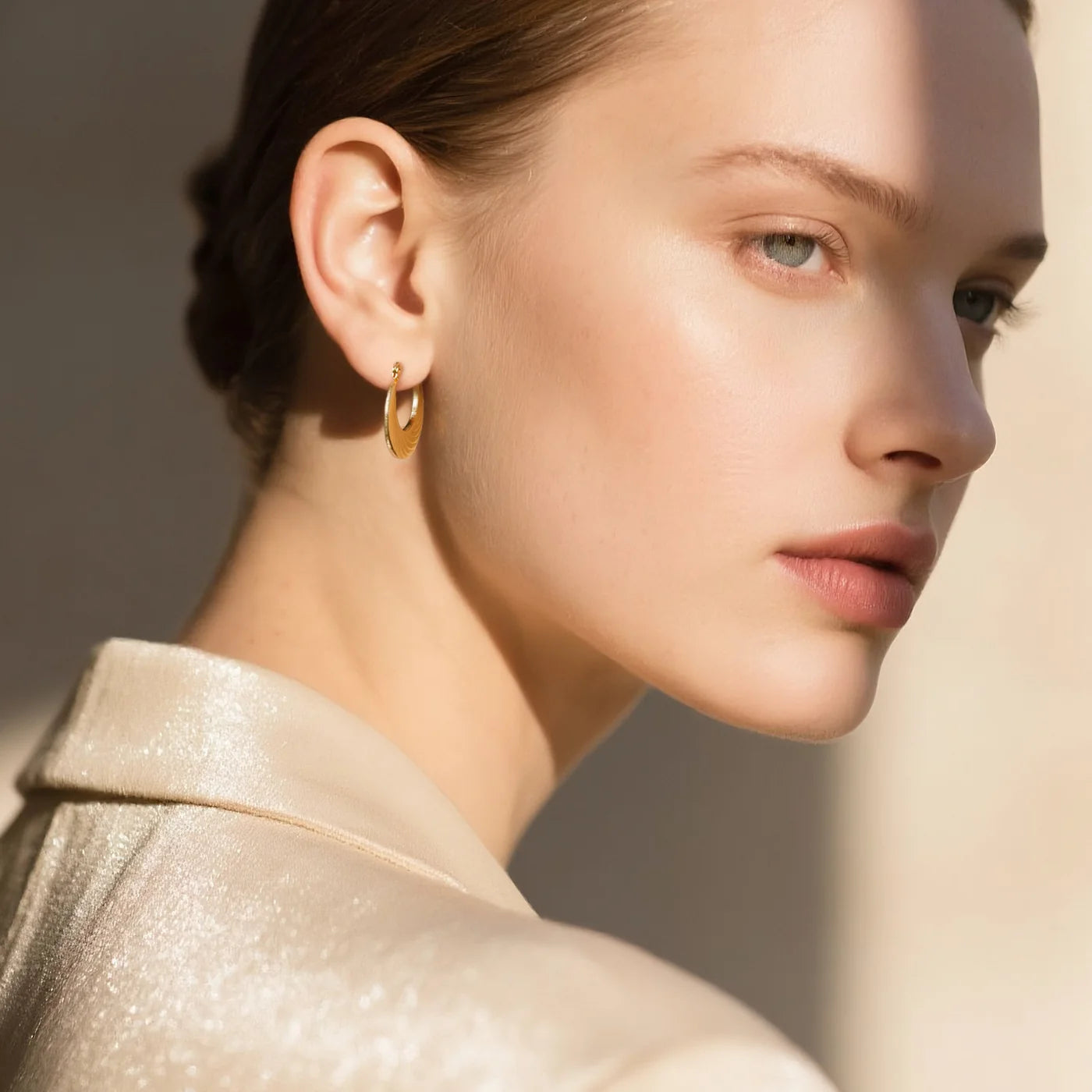 Sculptural Crescent Hoop Earrings lifestyle image