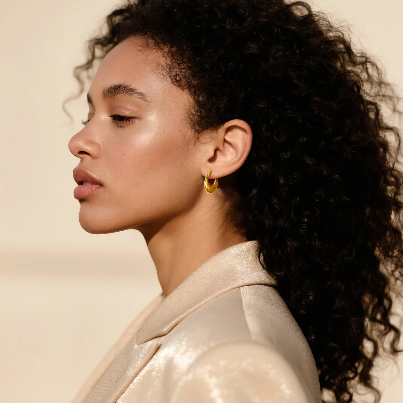 Sculptural Crescent Hoop Earrings lifestyle image